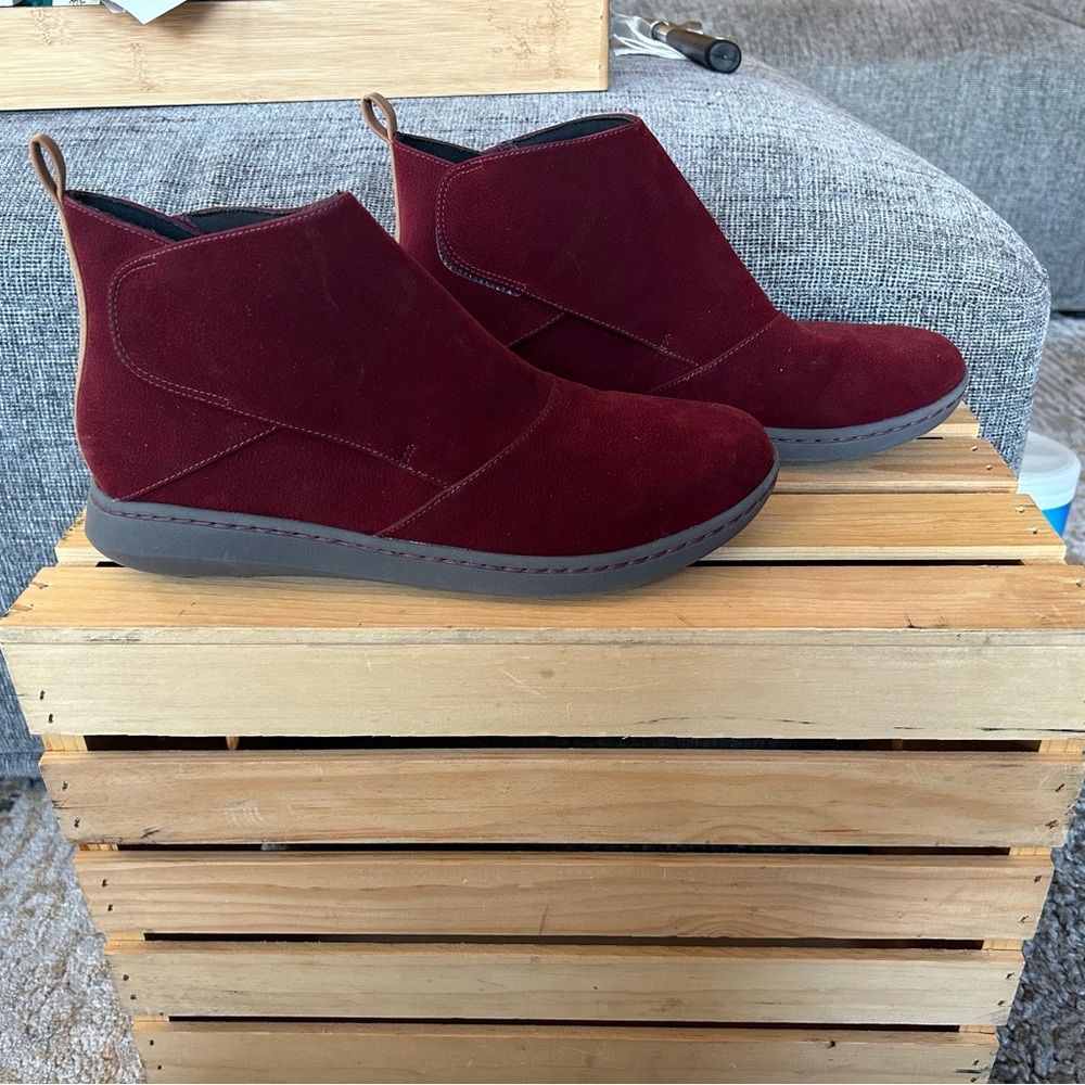 Clarks burgundy ankle boots
